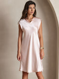 SilkSilky-AU Pure Silk Sleeveless V Neck Dress Pink 006