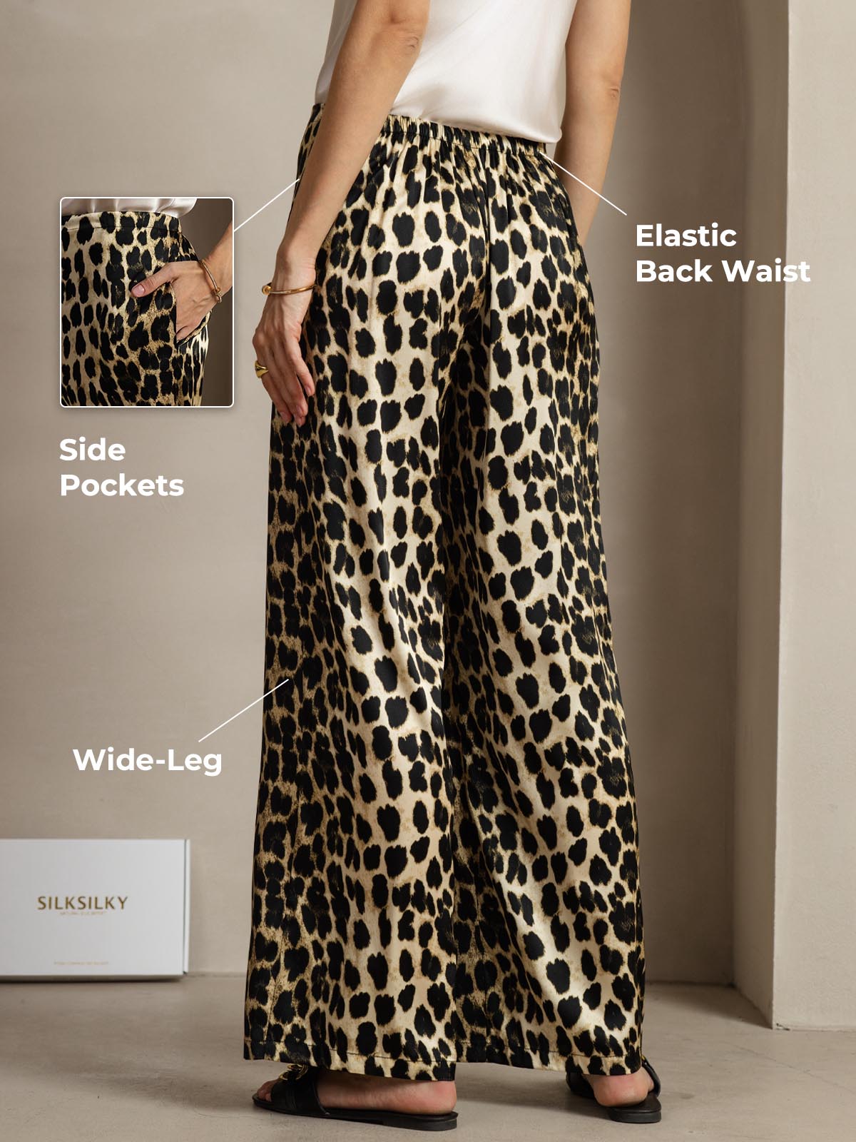 [Leopard] SilkSilky-AU 19Momme Silk Womens Pants 001