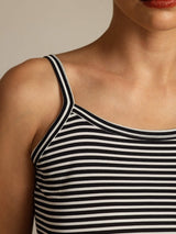 [Black Stripe] SilkSilky-AU Spaghetti Strap Square Neck Camisole 007