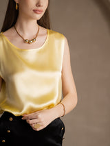 [Light Yellow] SilkSilky-AU Sleeveless Round Neck Camisole 003