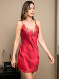 SilkSilky AU Pure Silk Sleeveless Boat Neck Nightgown Red 005