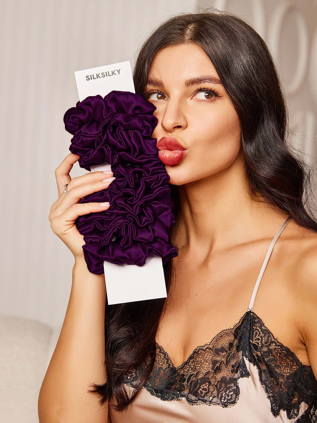 [Deep Purple] SilkSilky-AU 19Momme Pure Silk Scrunchie 001