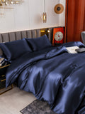 SilkSilky AU 19Momme Pure Silk Bedding Set DarkBlue 005