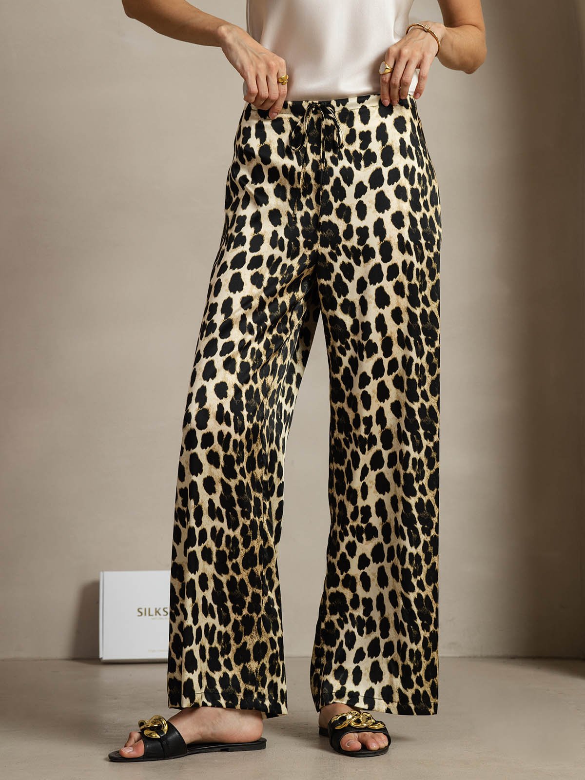 [Leopard] SilkSilky-AU 19Momme Silk Womens Pants 001