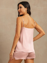 [Peach Skin] SilkSilky-AU 19Momme Machine-Washable Silk Sleeveless Round Neck Camisole Set 002