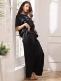 SilkSilky AU Pure Silk Short Sleeve Round Neck Women's Pyjamas Black 005