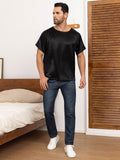 SilkSilky AU Pure Silk Short Sleeve Round Neck Men's T Shirt Black 003