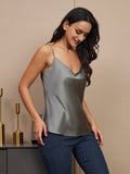 SilkSilky-AU Pure Silk Sleeveless V Neck Camisole DarkGray 005