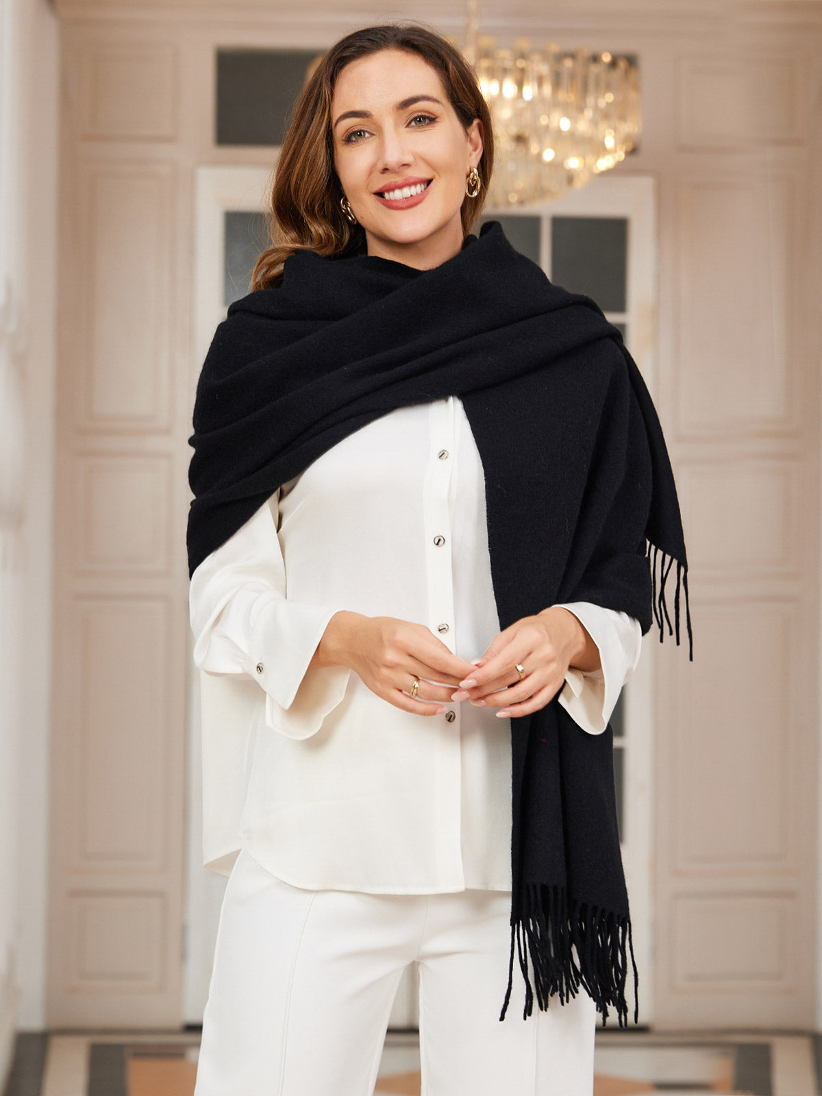 [Black] SilkSilky-AU Wool Scarf 003