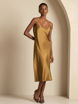 [Brown] SilkSilky-AU Sleeveless U Neck Dress 001