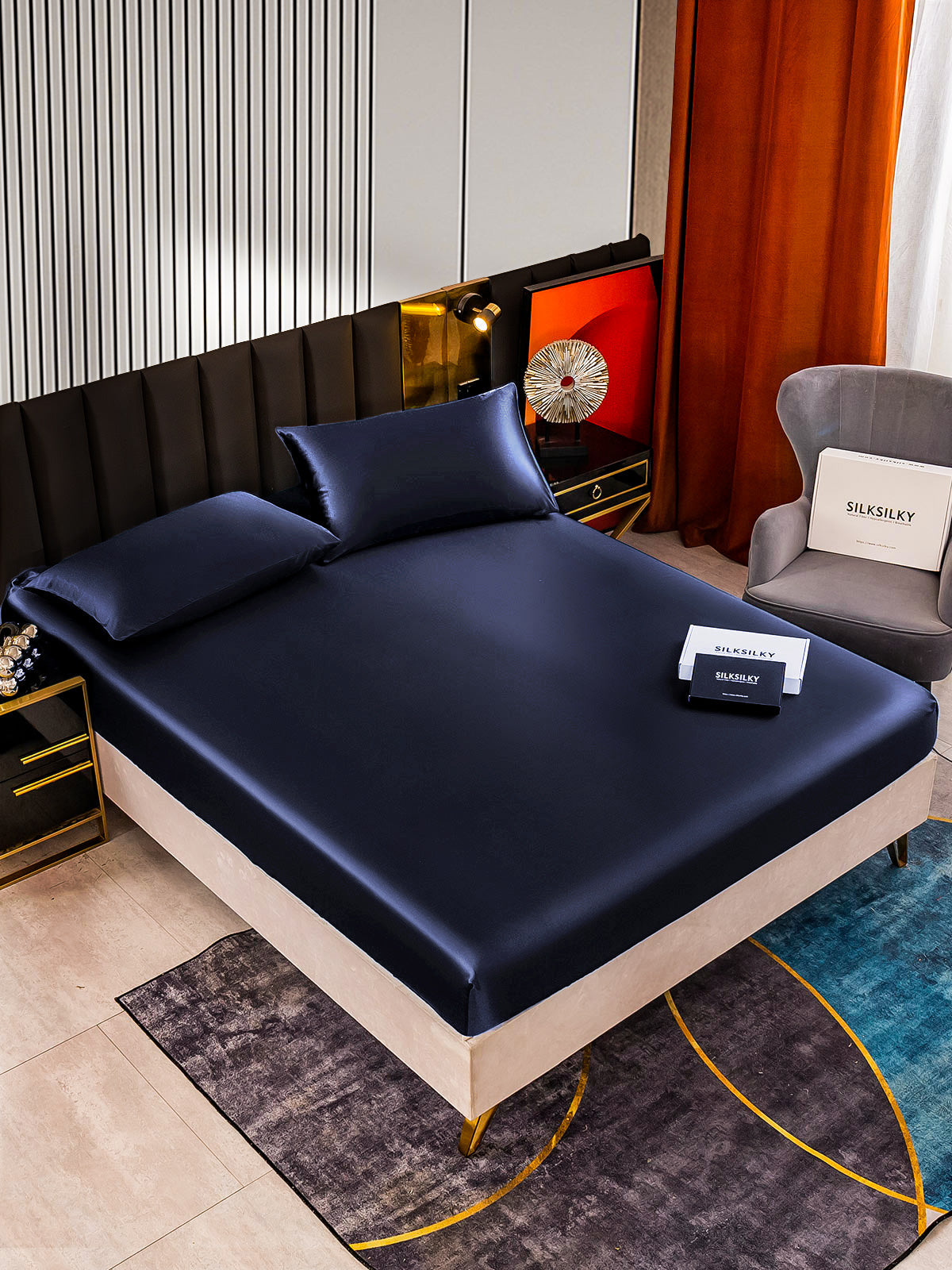 [Dark Blue] SilkSilky-AU 22Momme Bedding Set 002