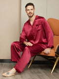 SilkSilky AU Pure Silk Long Sleeve Mens Pajamas Wine 003