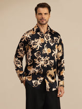 [Black Dragon] SilkSilky-AU Long Sleeve Lapel Collar Men's Shirt 001
