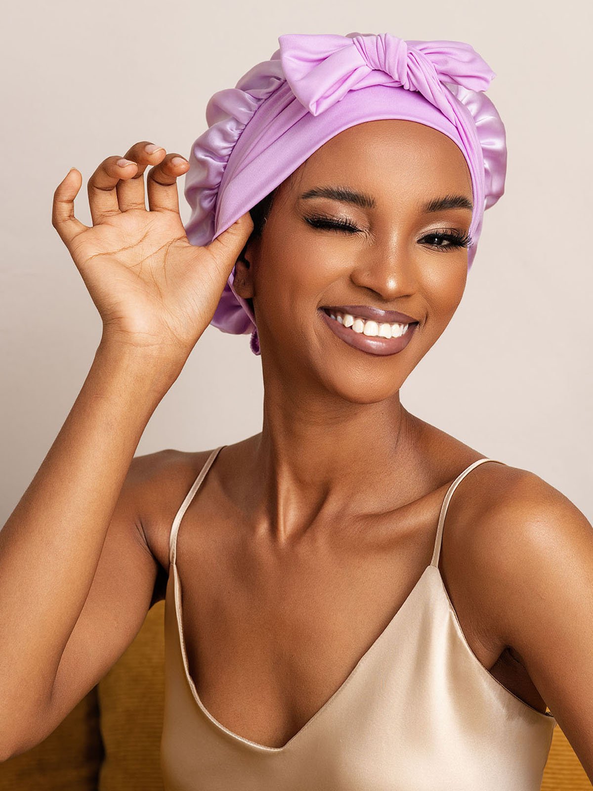 SilkSilky-AU Pure Silk Sleep Cap Lavender 003