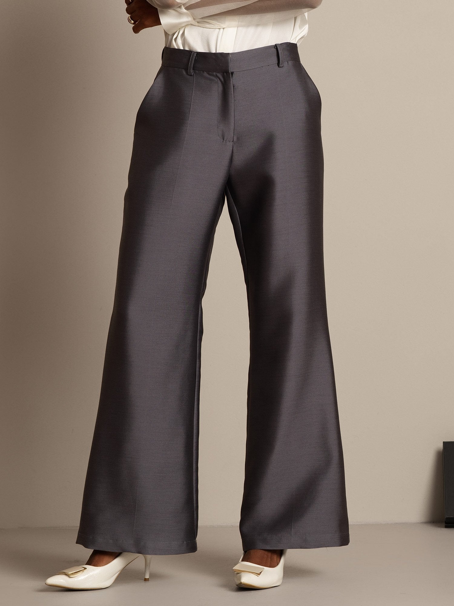 [Gray] SilkSilky-AU 32Momme Wool Womens Pants 007,