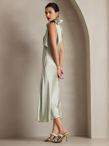 [Light Green] SilkSilky-AU Sleeveless Tie Neck Dress 004