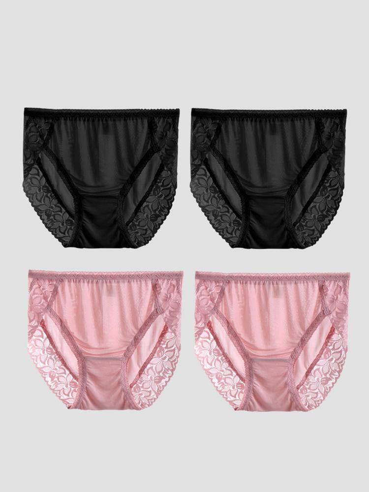 SilkSilky-AU Silk Knitted Panty Black+Pink 003