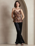 SilkSilky AU Pure Silk Sleeveless V Neck Camisole Leopard 003