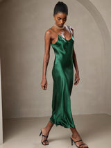 [Green] SilkSilky-AU Sleeveless V Neck Dress 006