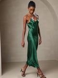 SilkSilky-AU Pure Silk Sleeveless Round Neck Dress Green 006