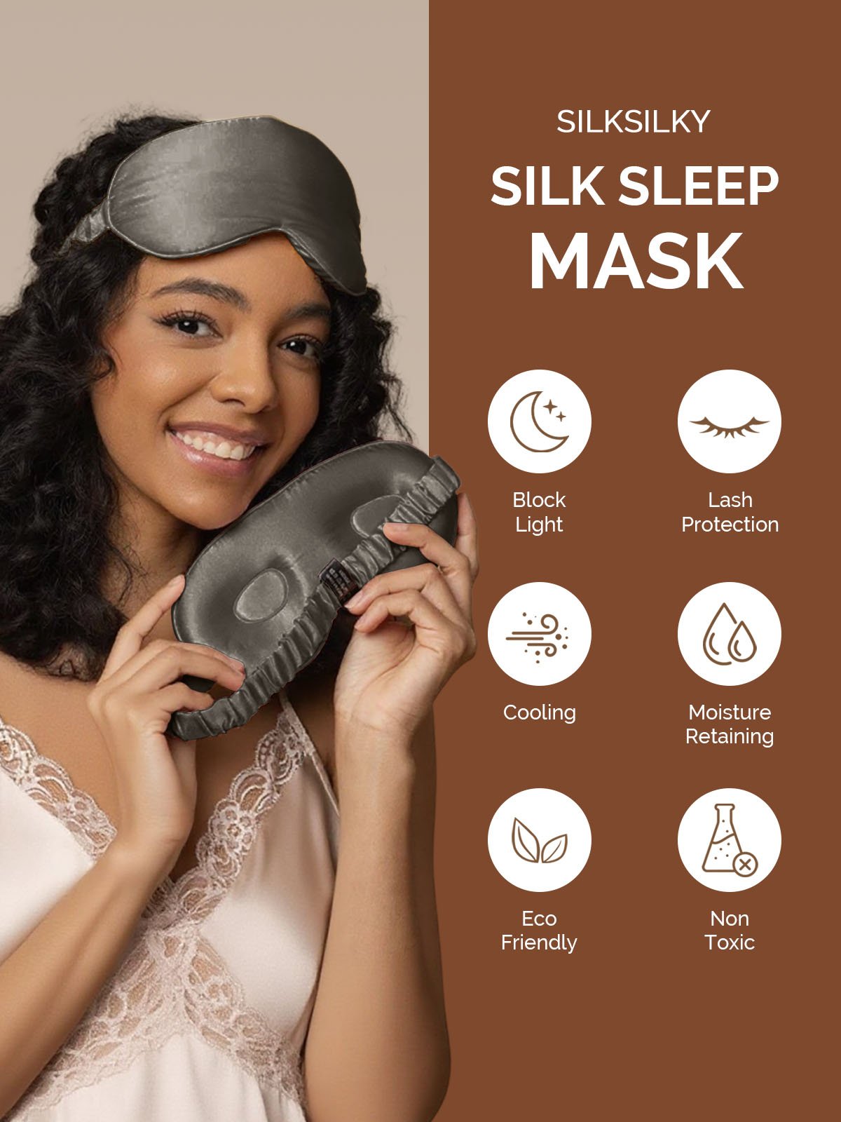[DarkGray] SilkSilky-AU 22Momme Pure Silk Eye Mask 003