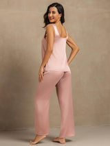 [Peach Skin] SilkSilky-AU 19Momme Machine-Washable Silk Sleeveless Scoop Neck Women's Pyjamas 002