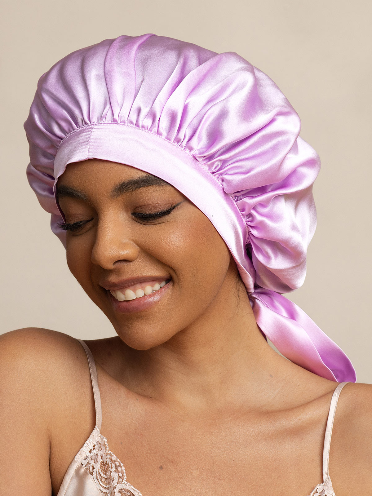 SilkSilky-AU Pure Silk Sleep Cap Lavender 002