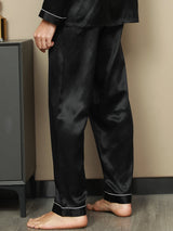 [Black] SilkSilky-AU Pure Silk Mens Sleep Bottoms 005,