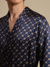 [Navy Chain] SilkSilky-AU Long Sleeve Mens Robe 006