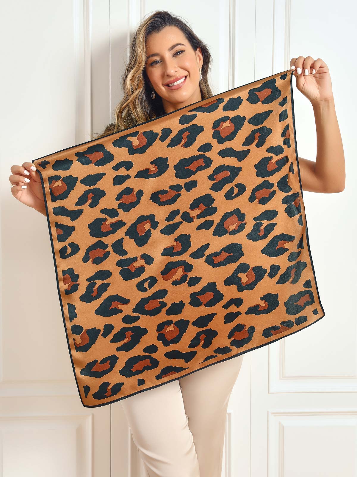 SilkSilky AU Pure Silk Scarf Leopard 001