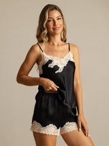 [Black] SilkSilky-AU Sleeveless V Neck Camisole Set 006