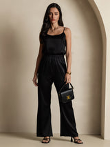 [Black] SilkSilky-AU 19Momme Stretch Silk Charmeuse Spaghetti Strap Scoop Neck Camisole 008