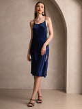 SilkSilky AU Pure Silk Sleeveless Round Neck Dress DarkBlue 004