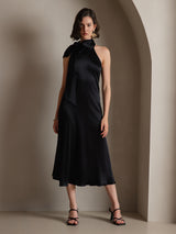 [Black] SilkSilky-AU Sleeveless Tie Neck Dress 008