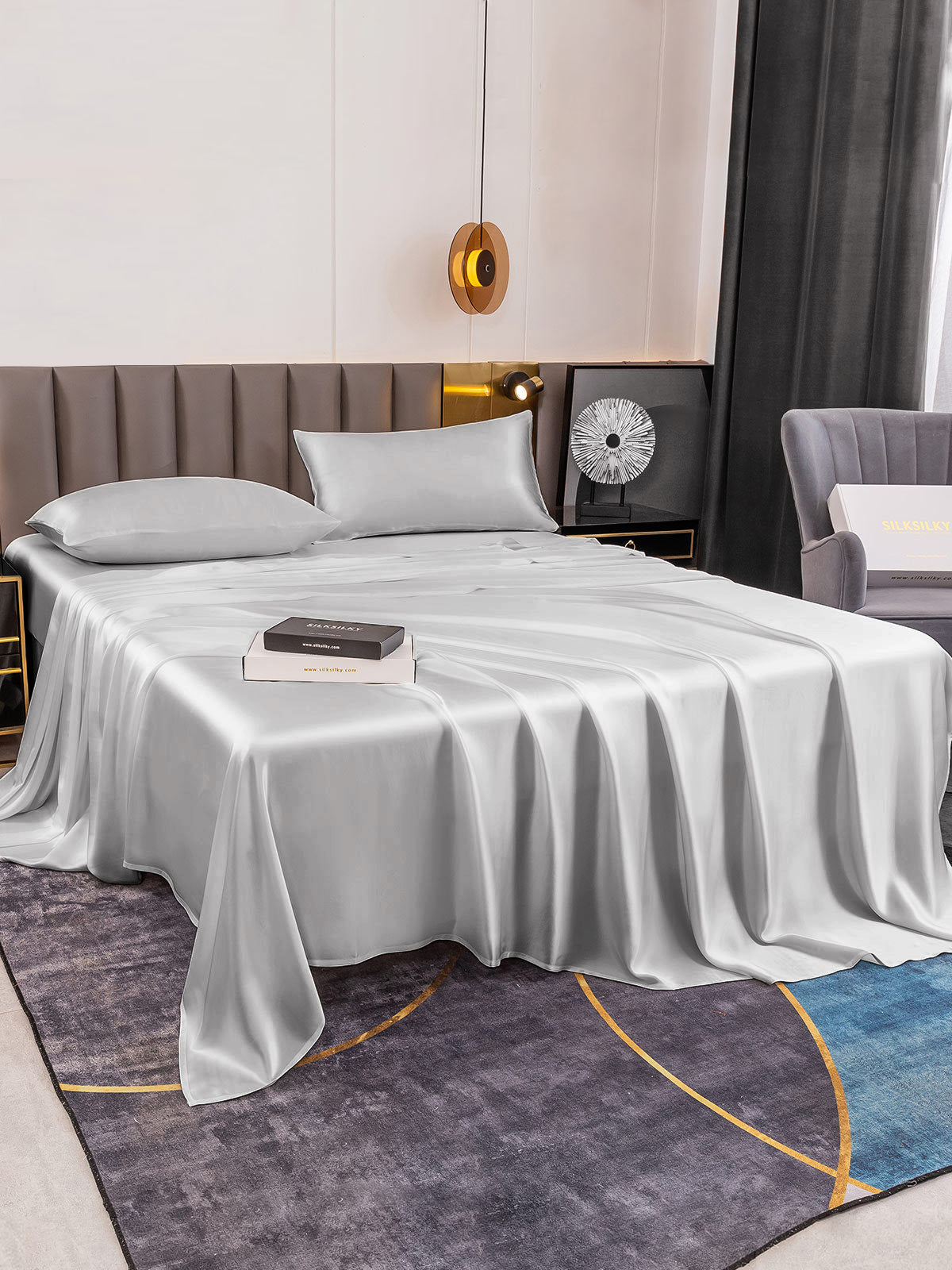 [Silver] SilkSilky-AU 19Momme Pure Silk Bedding Set 005