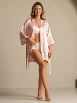 [Pink] SilkSilky-AU 3/4 Sleeve Women's Dressing Gown 006