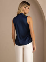 [Dark Blue] SilkSilky-AU Sleeveless Tie Neck Camisole 002