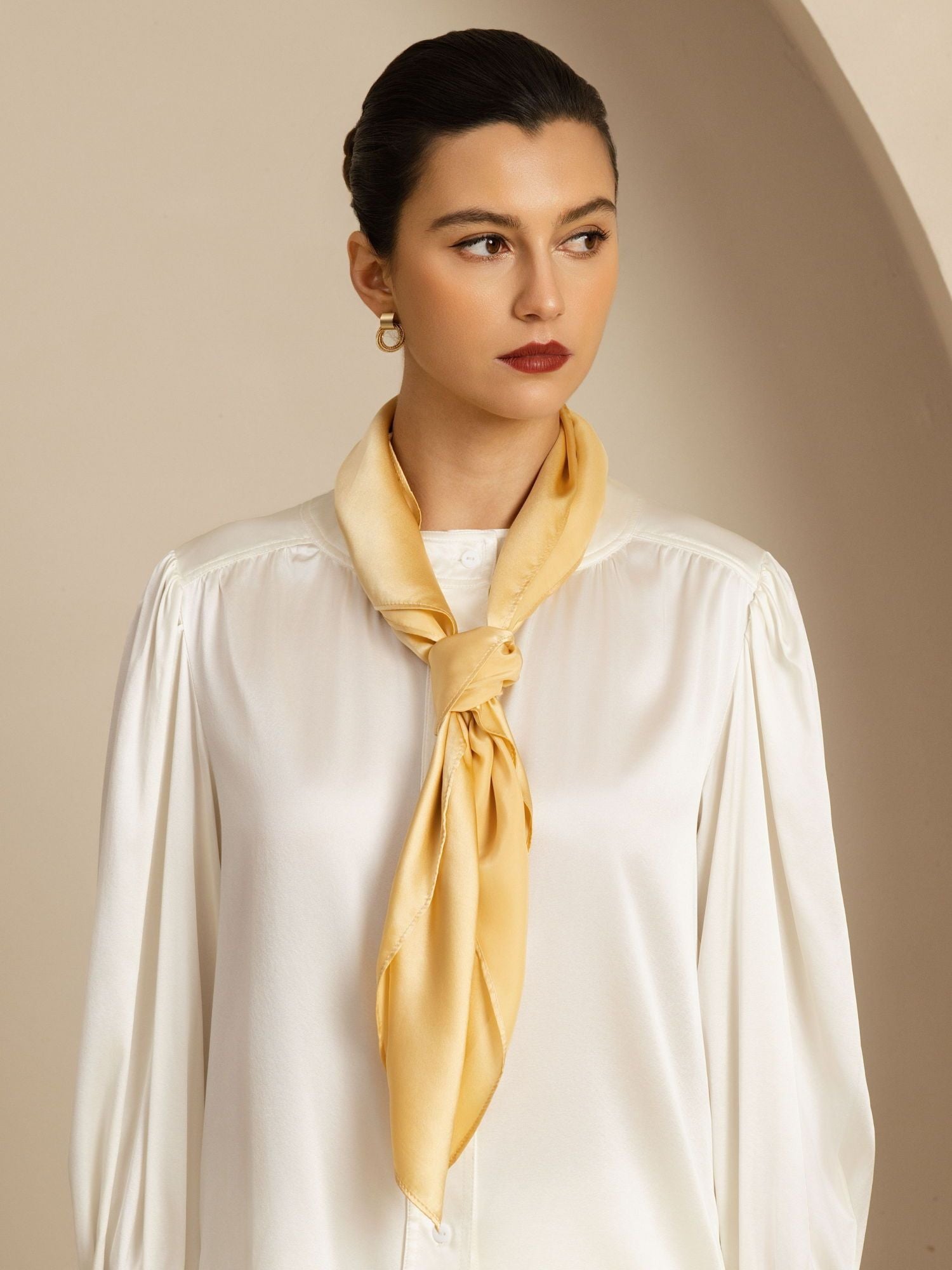 [Champagne] SilkSilky-AU Pure Silk Scarf 003