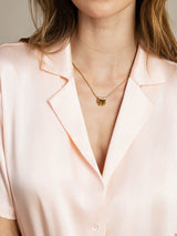 [Pink] SilkSilky-AU Short Sleeve Notch Collar Women's Shirt 004