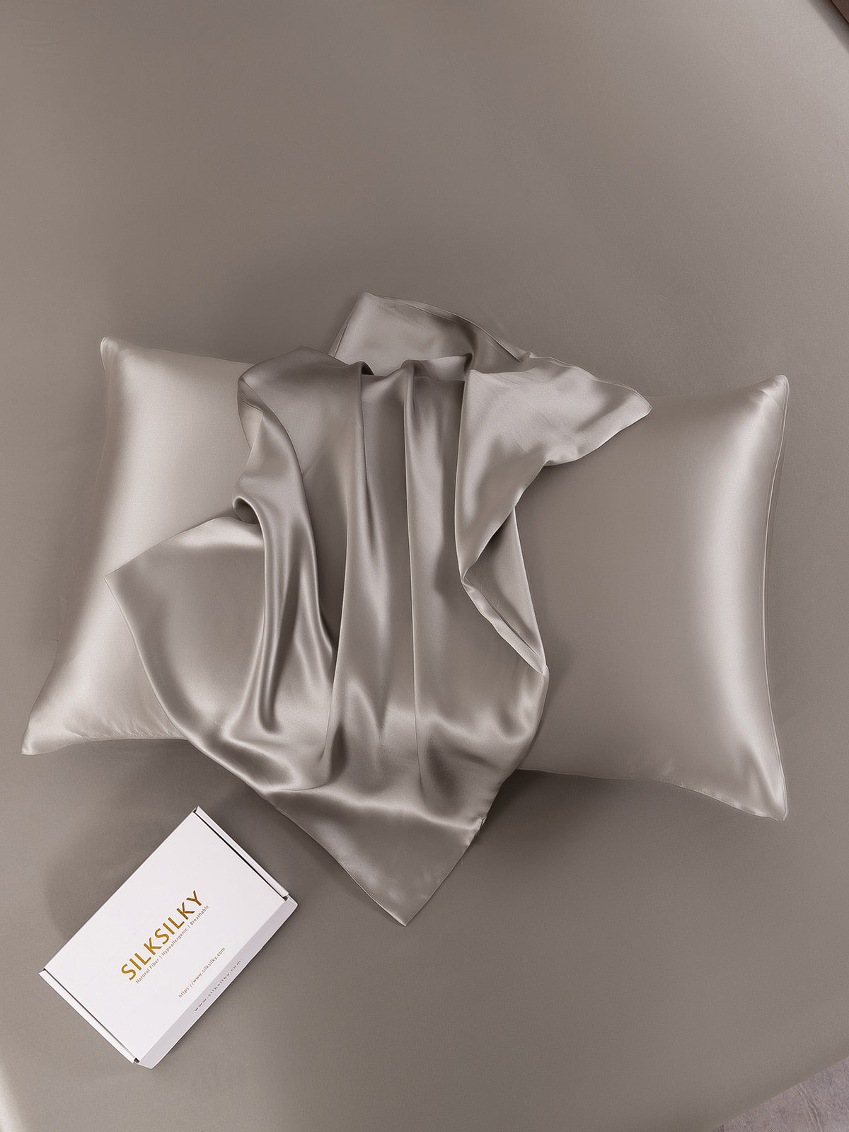 SilkSilky-AU 19Momme Pure Silk Pillowcase Gray 006