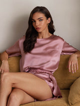 [Pale Mauve] SilkSilky-AU Short Sleeve Round Neck Women's Pyjamas 003