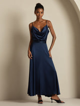 [Dark Blue] SilkSilky-AU Spaghetti Strap Cowl Neck Women's Outfit Sets 003