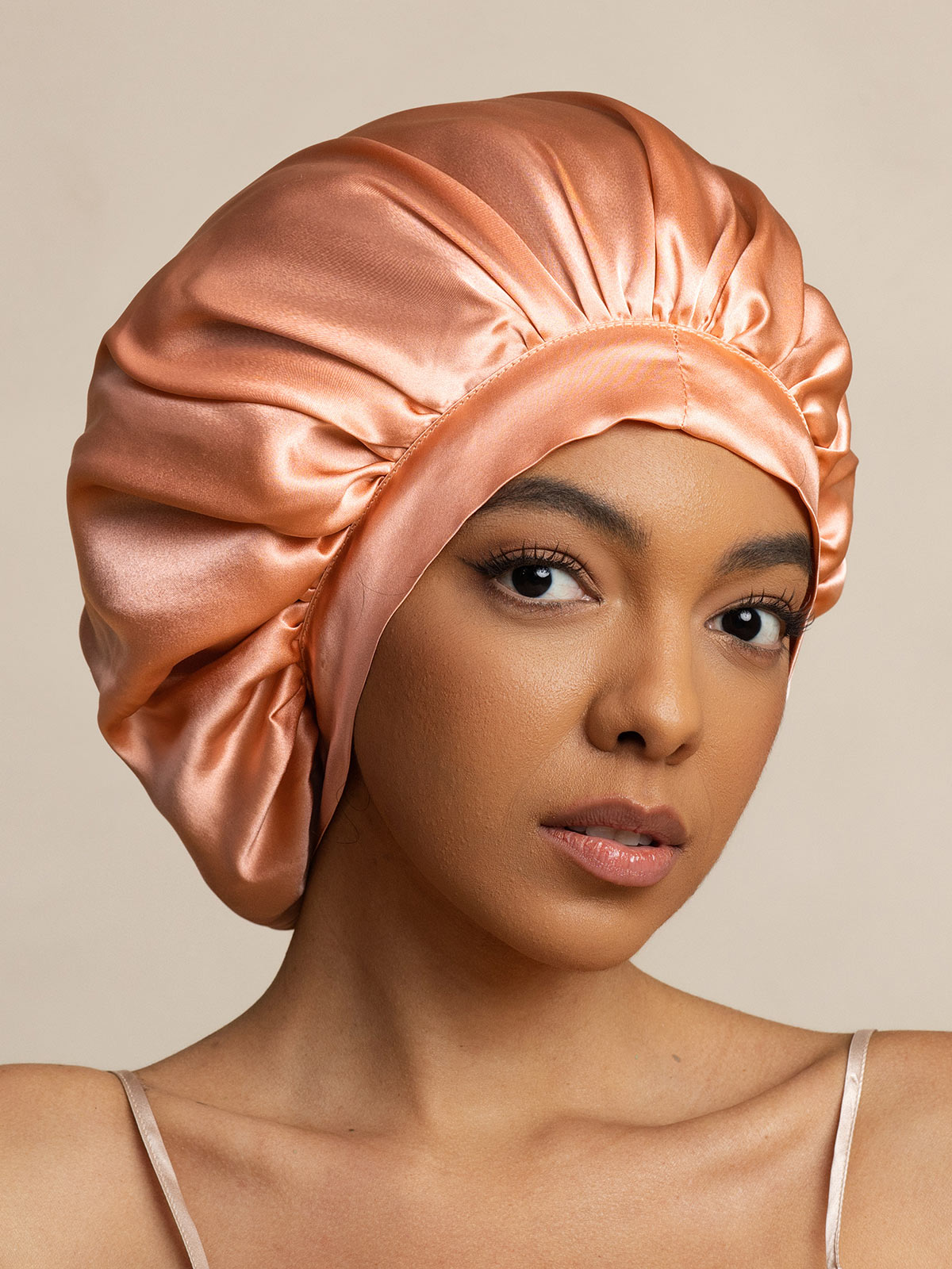 SilkSilky-AU Pure Silk Sleep Cap CoralPink 002