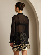 [Black] SilkSilky-AU Pure Silk Split Women's Shirt 002