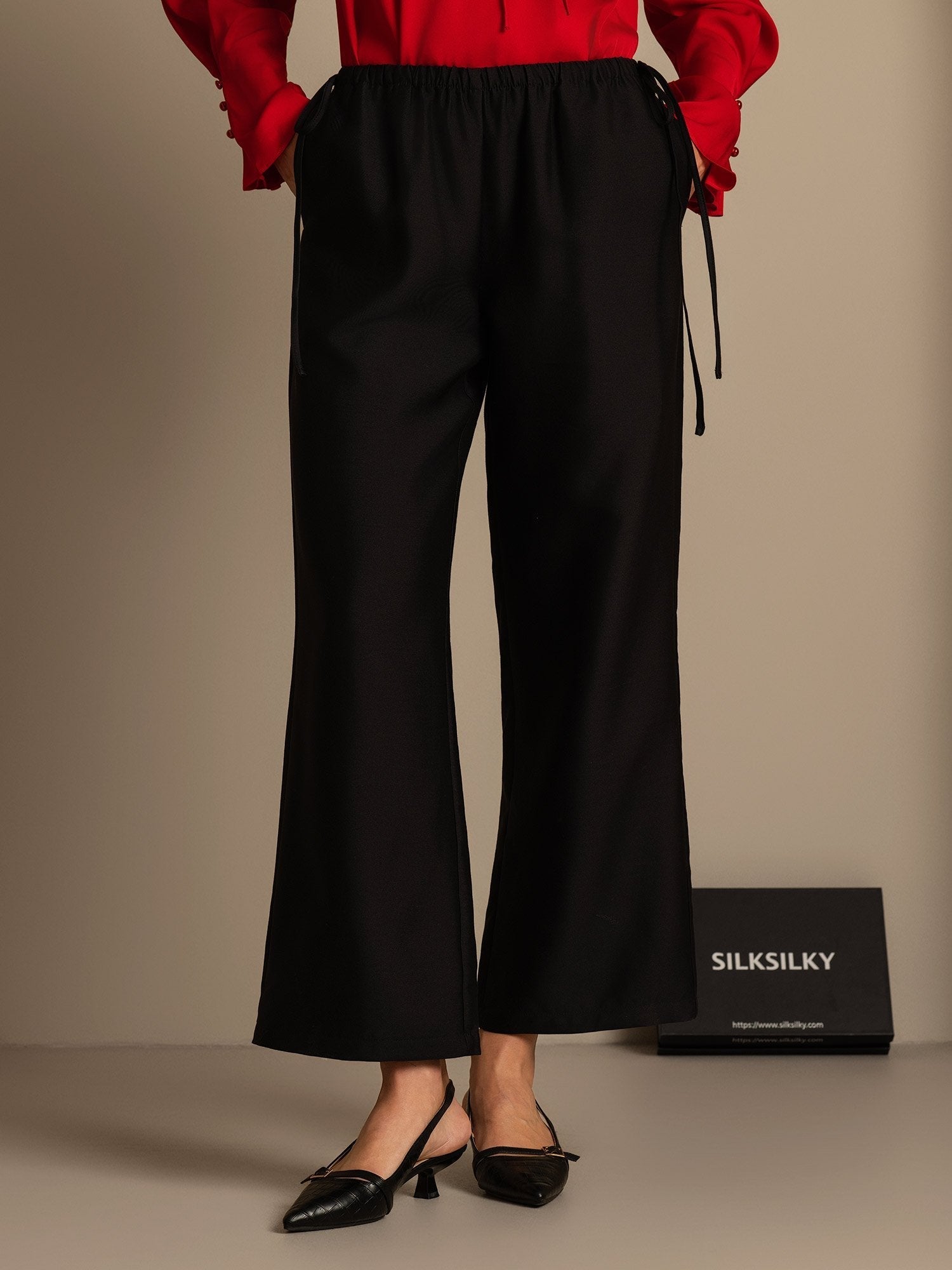 [Black] SilkSilky-AU 32Momme Wool Womens Pants 001,