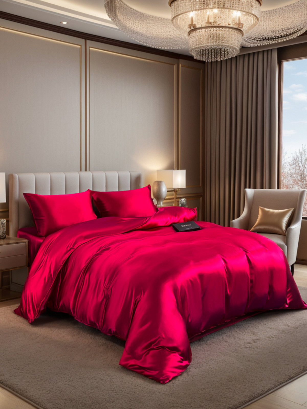 [Wine] SilkSilky-AU 19Momme Pure Silk Bedding Set 001