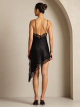[Black] SilkSilky-AU Pure Silk Asymmetric Dress 002