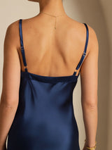 [Dark Blue] SilkSilky-AU Sleeveless V Neck Dress 004