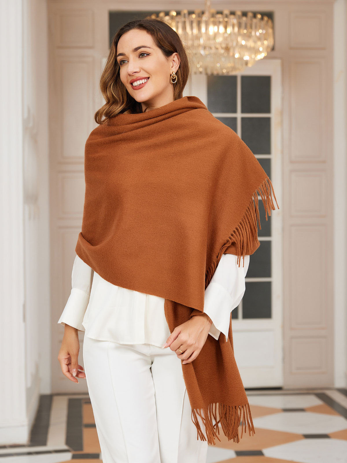 [Brown] SilkSilky-AU Wool Scarf 001