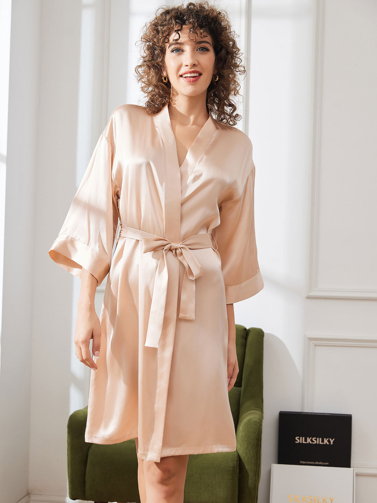 [Champagne] SilkSilky-AU Pure Silk Womens Robe 003